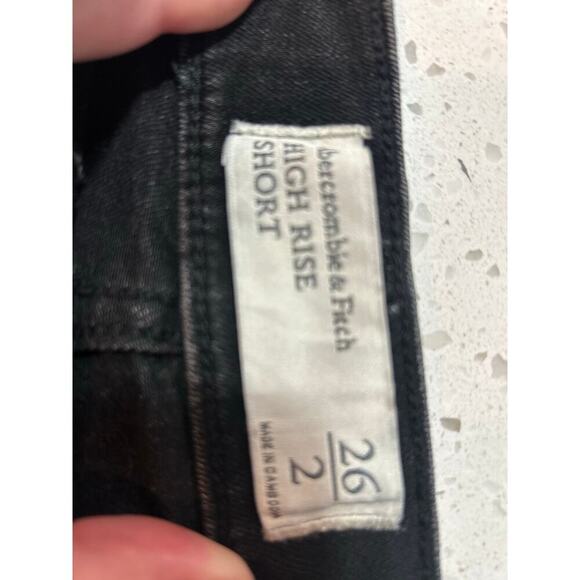 ABERCROMBIE AND FITCH BLACK DENIM HIGH RISE SHORTS WOMENS SIZE 2 - Picture 3 of 5